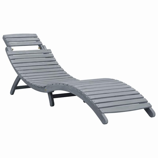 Chaise longue avec coussin gris bois d'acacia solide