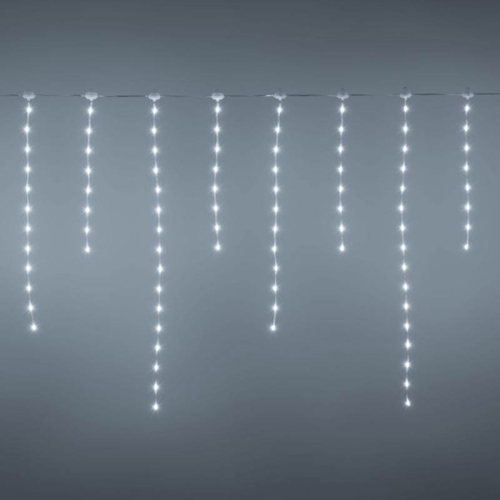 Guirlande stalactites chute de neige 3m h80cm 220 led gouttes blanc froid câble transparent lotti