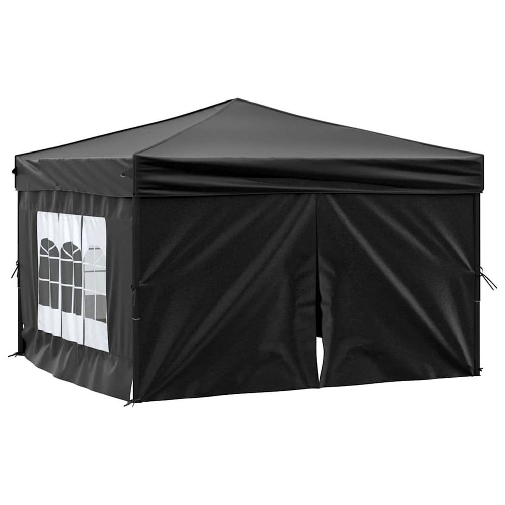 Tente de réception pliable avec parois noir 3x3 m