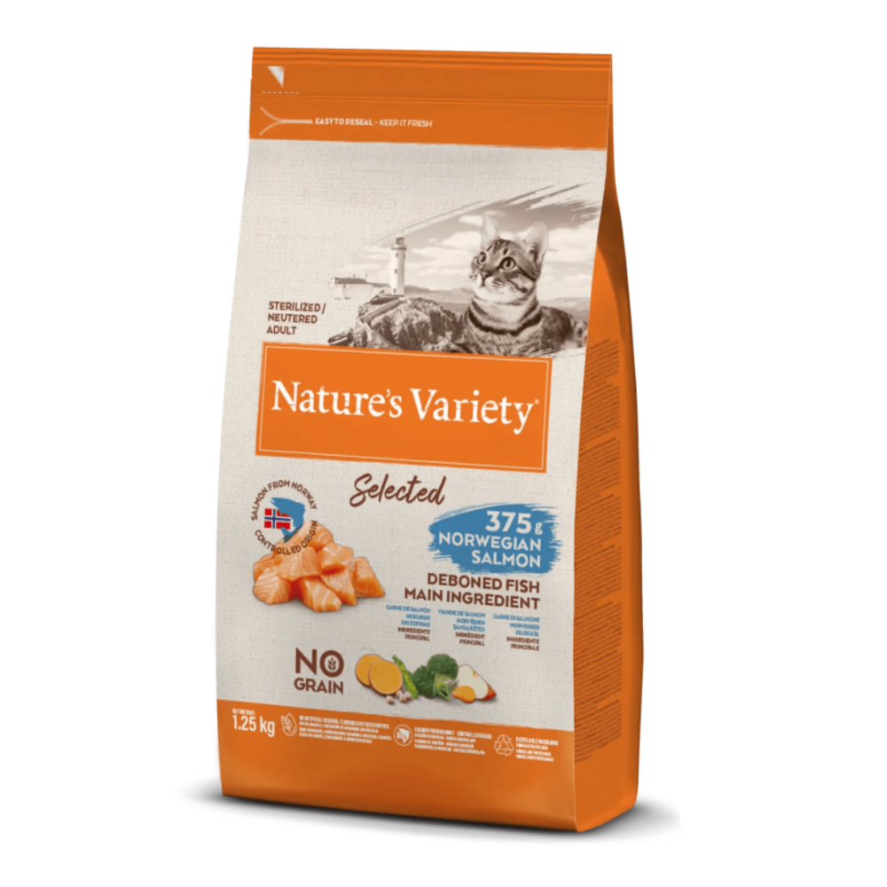 Croquette chat - selected sterilise - saumon norvegien - nature's variety 1,25 kg