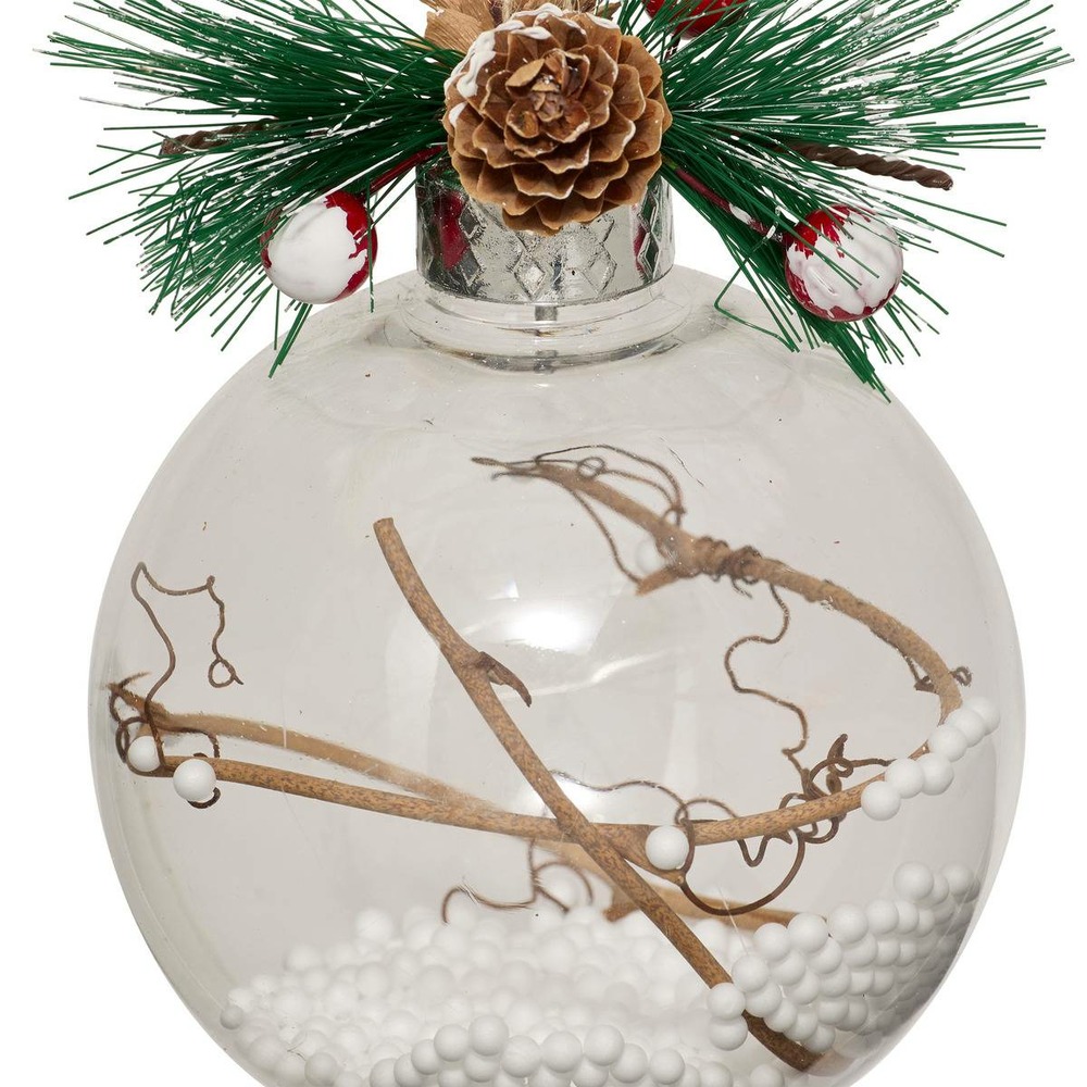 Boule intérieur feuilles d.10cm blanc assorti