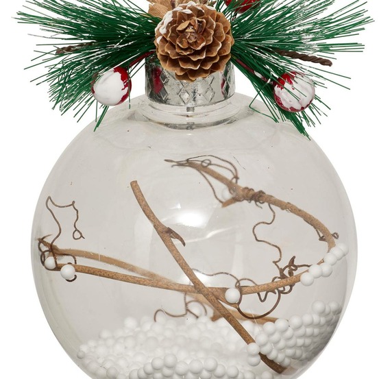 Boule intérieur feuilles d.10cm blanc assorti