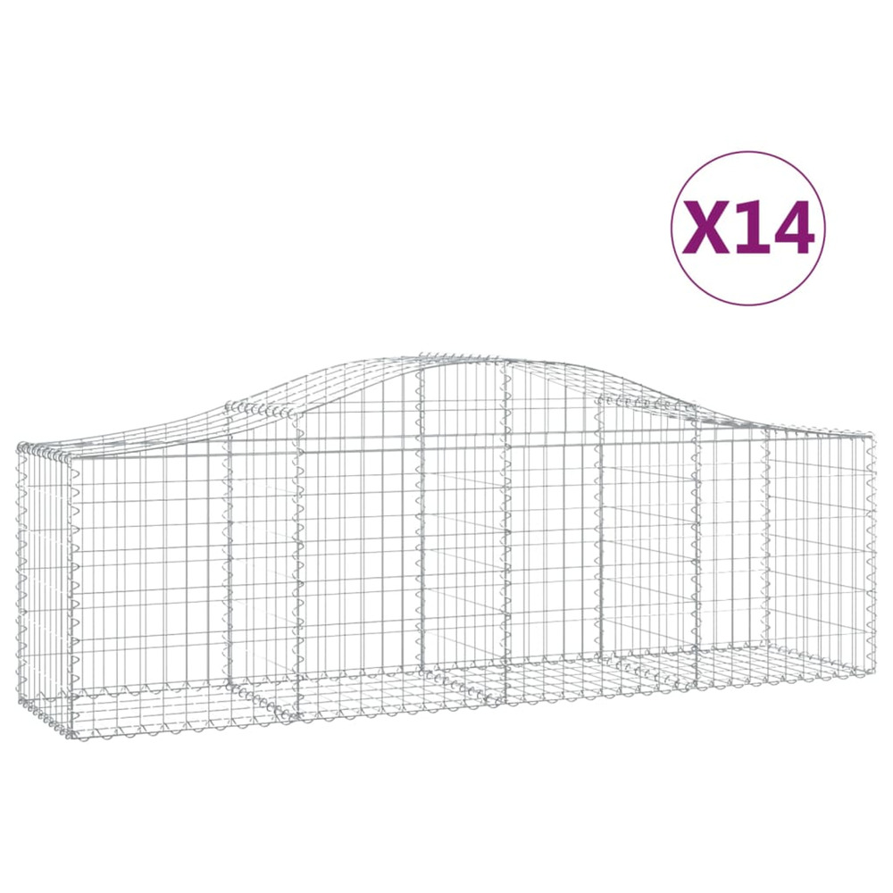 Paniers à gabions arqués 14 pcs 200x50x60/80 cm fer galvanisé