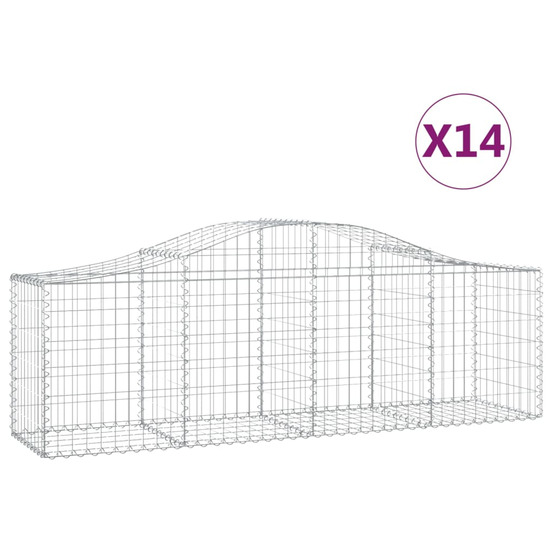 Paniers à gabions arqués 14 pcs 200x50x60/80 cm fer galvanisé