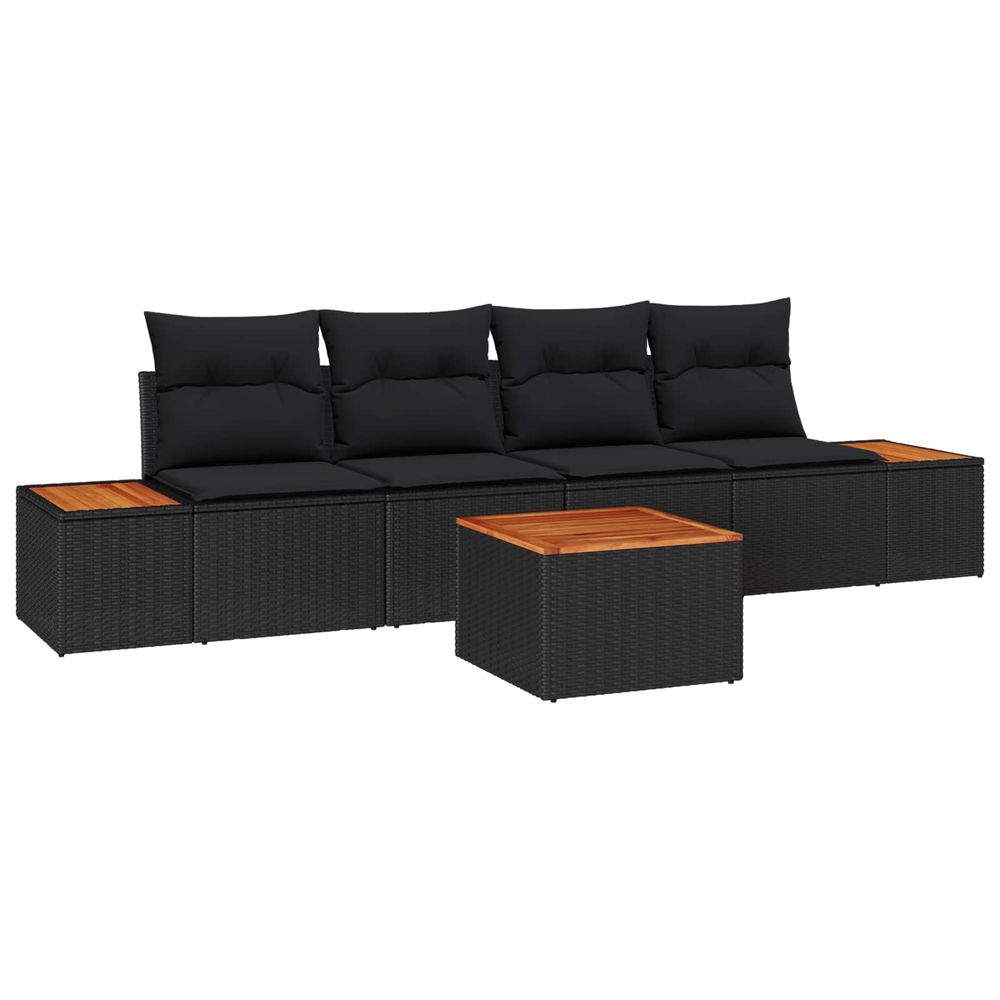 Ensemble de canapé de jardin 5 pc noir poly rotin