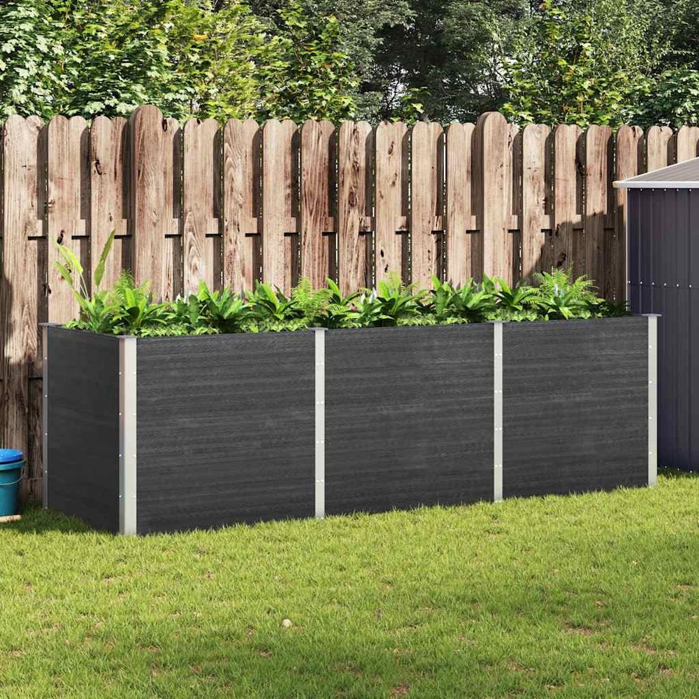 Très grande jardinière haute wpc et acier pour potager moderne gris 300x100x91cm