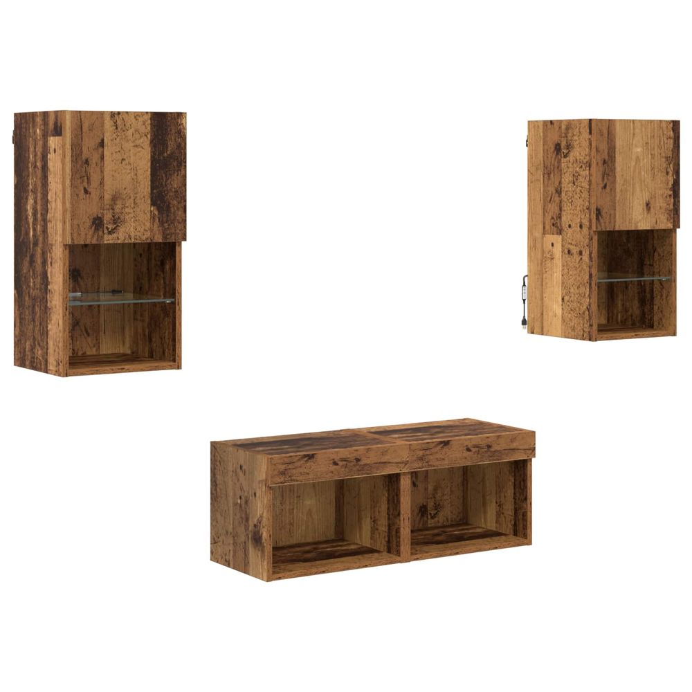 Meubles tv muraux 4 pc bois ancien bois d'ingénierie