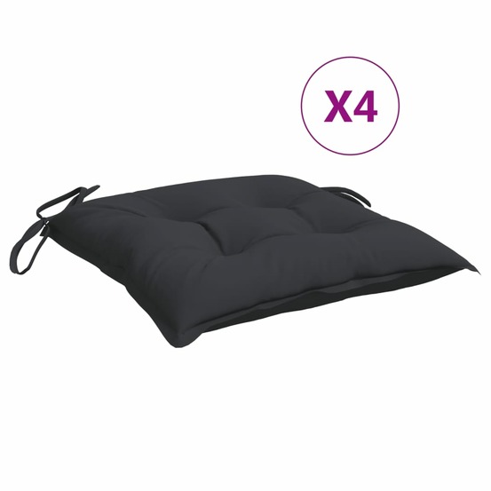 Coussins de chaise lot de 4 noir 40x40x7 cm tissu oxford