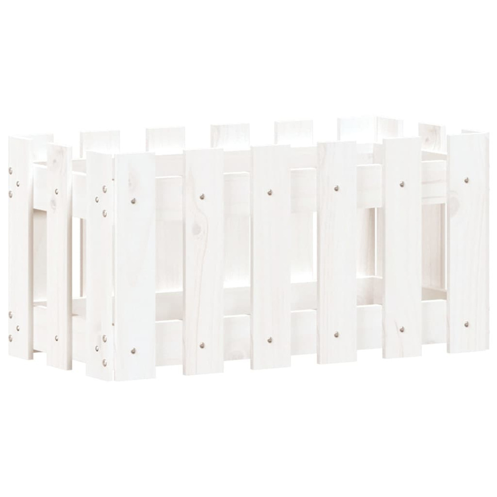 Jardinière d'extérieur avec design de clôture blanc 60x30x30 cm pin massif