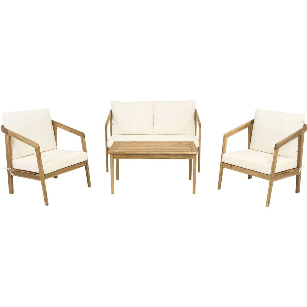 Salon de jardin en bois d'acacia avec coussins 