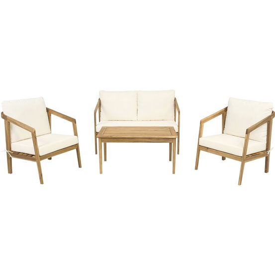 Salon de jardin en bois d'acacia avec coussins