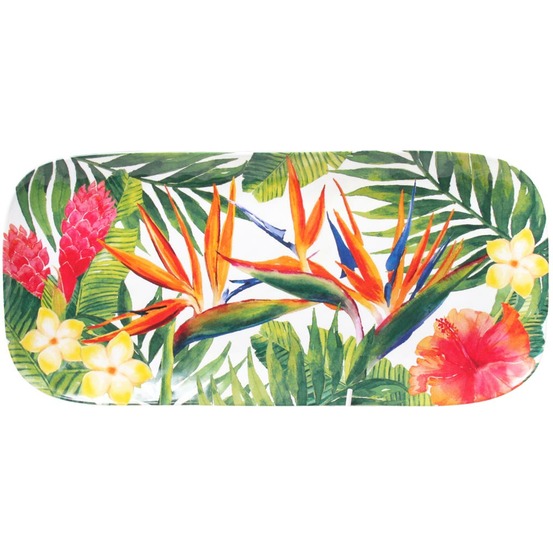 Plat à cake long rectangulaire 37,5 cm - fleurs exotiques