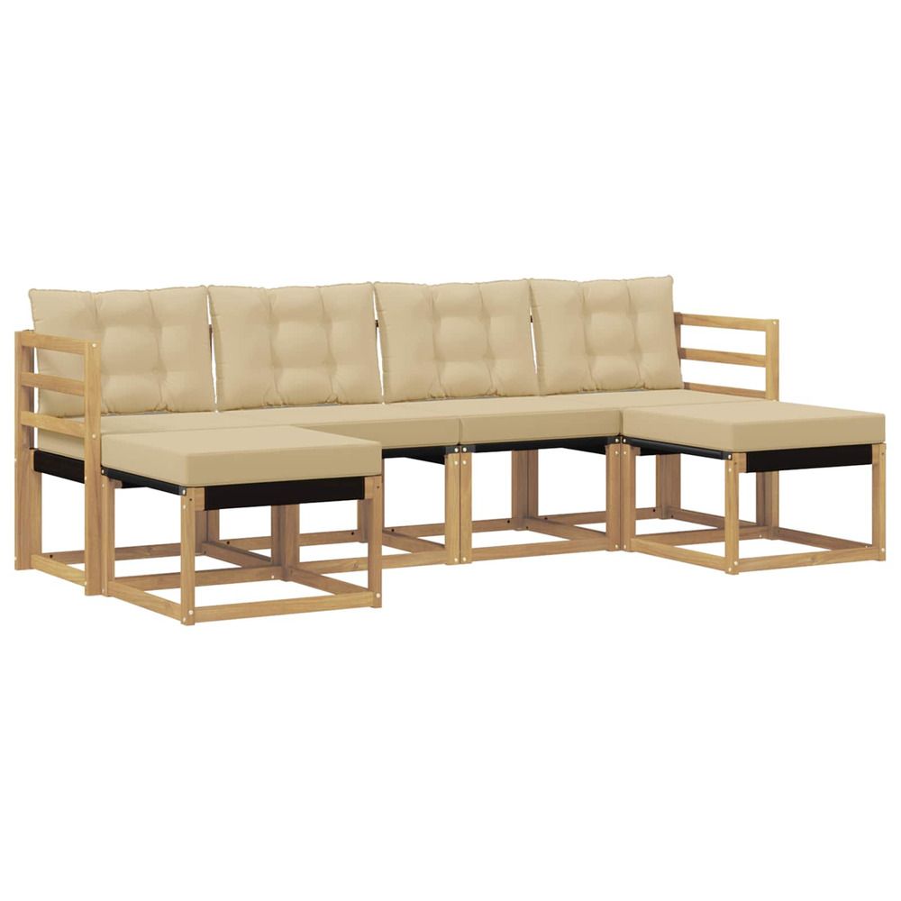 Ensemble de canapés d'extérieur 6 pc blanc et beige