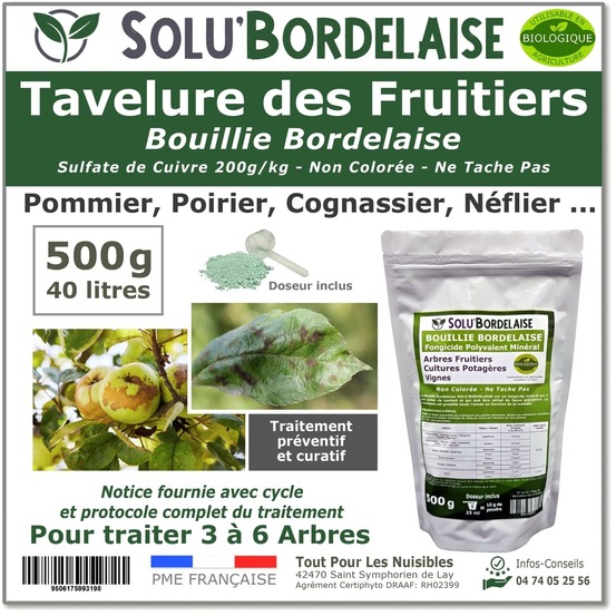 Solu'bordelaise-tavelure des fruitiers - 500 g de bouillie bordelaise non colorée
