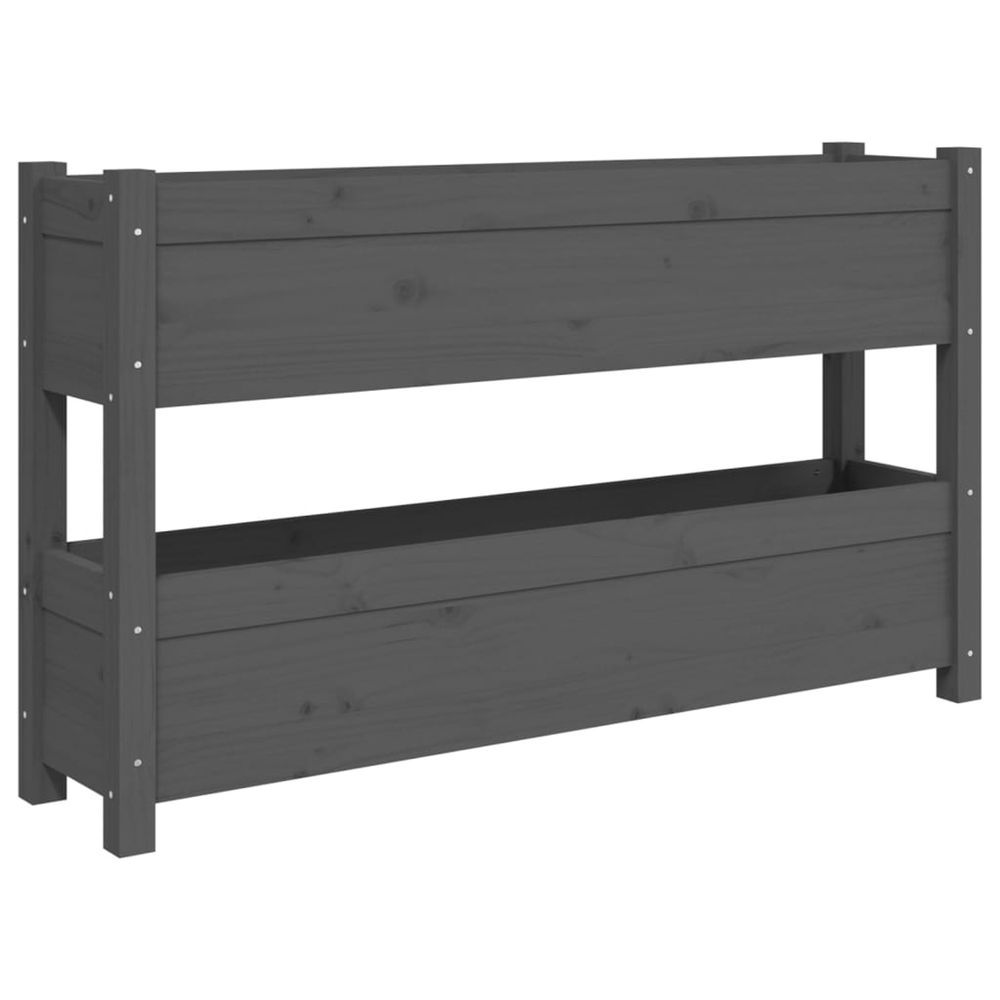 Jardinière d'extérieur gris 112x25x66 cm bois massif de pin