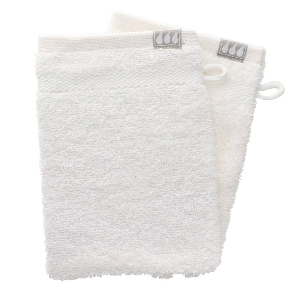 Set de 2 gants de toilette 15x21 cm 100% coton - blanc