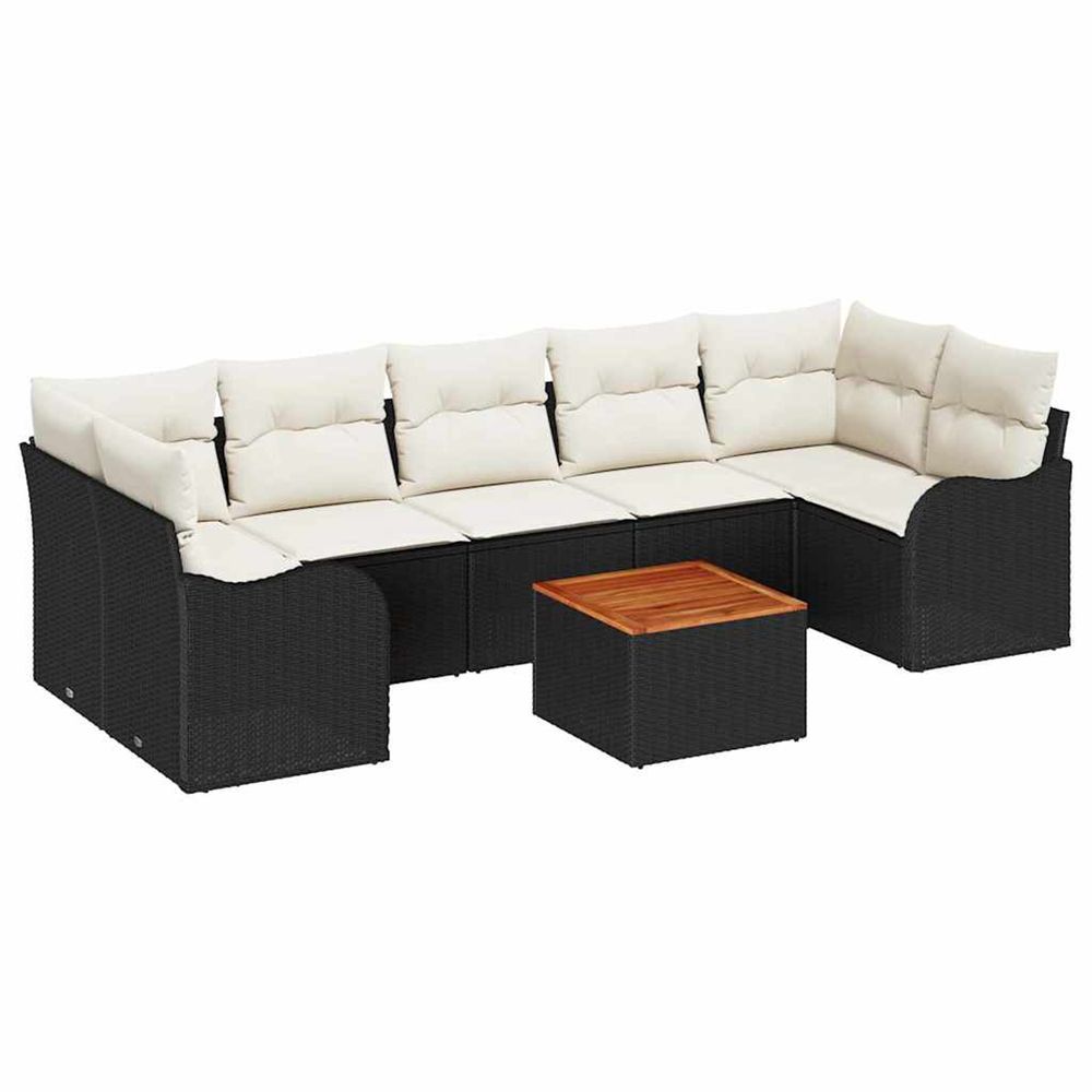 Ensemble de canapé de jardin 8 pc noir polyrotin