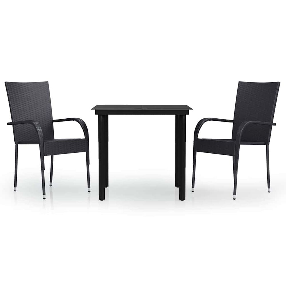 Ensemble à manger de jardin 3 pcs noir