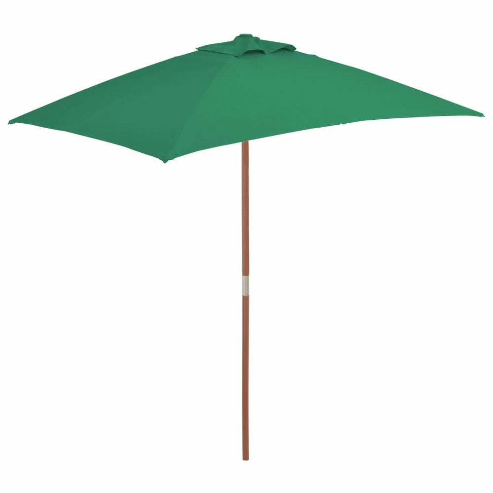 Parasol avec mât en bois 150 x 200 cm vert