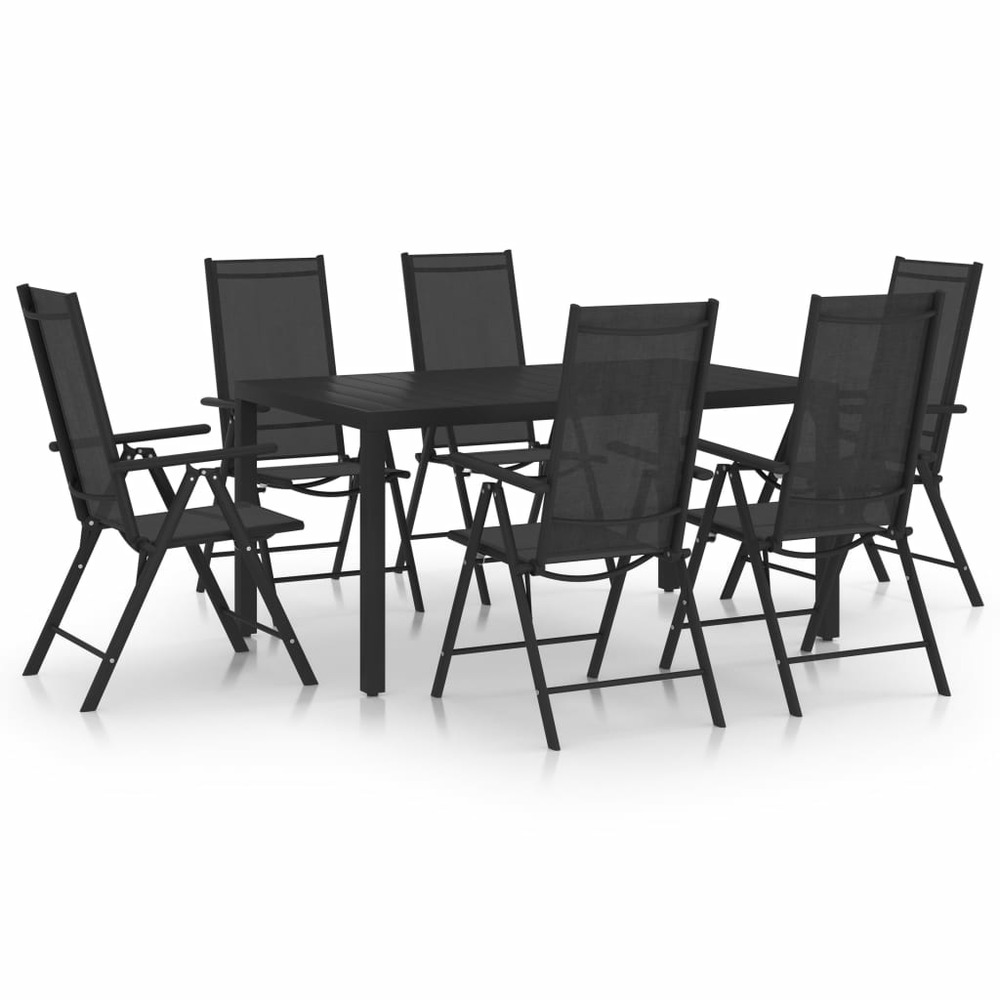 Ensemble de salle à manger de jardin meuble extérieur 7 pièces aluminium noir
