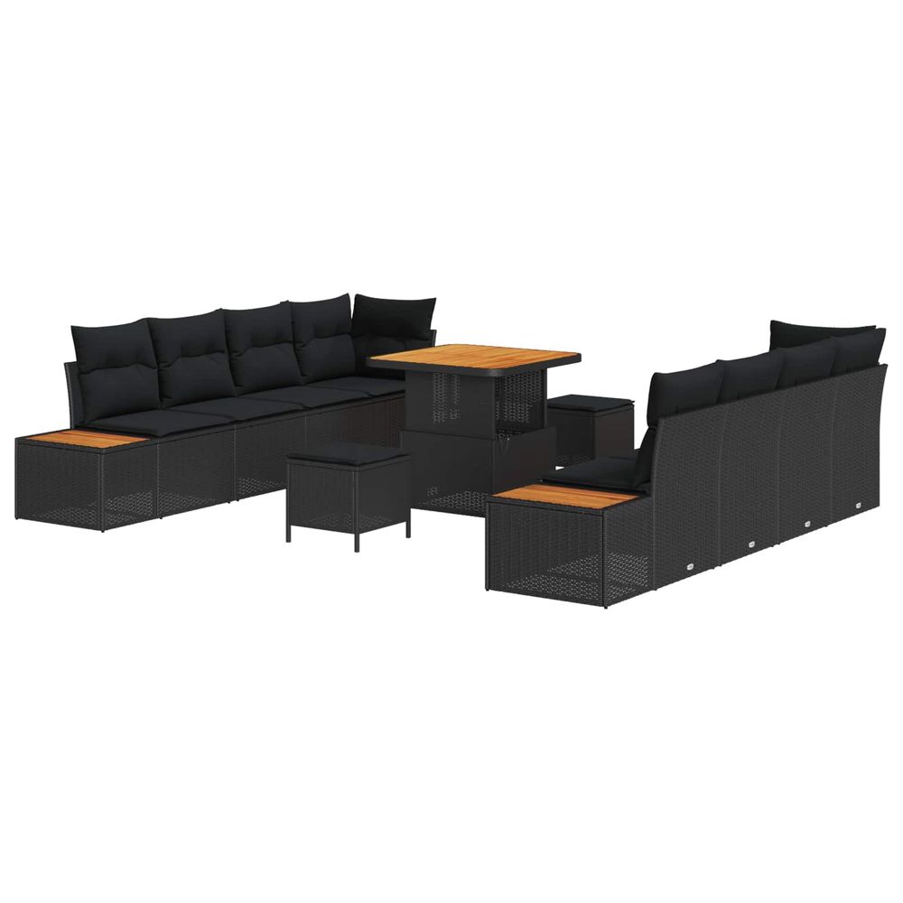 Ensemble de canapé de jardin 11 pc 10-nombre de places noir