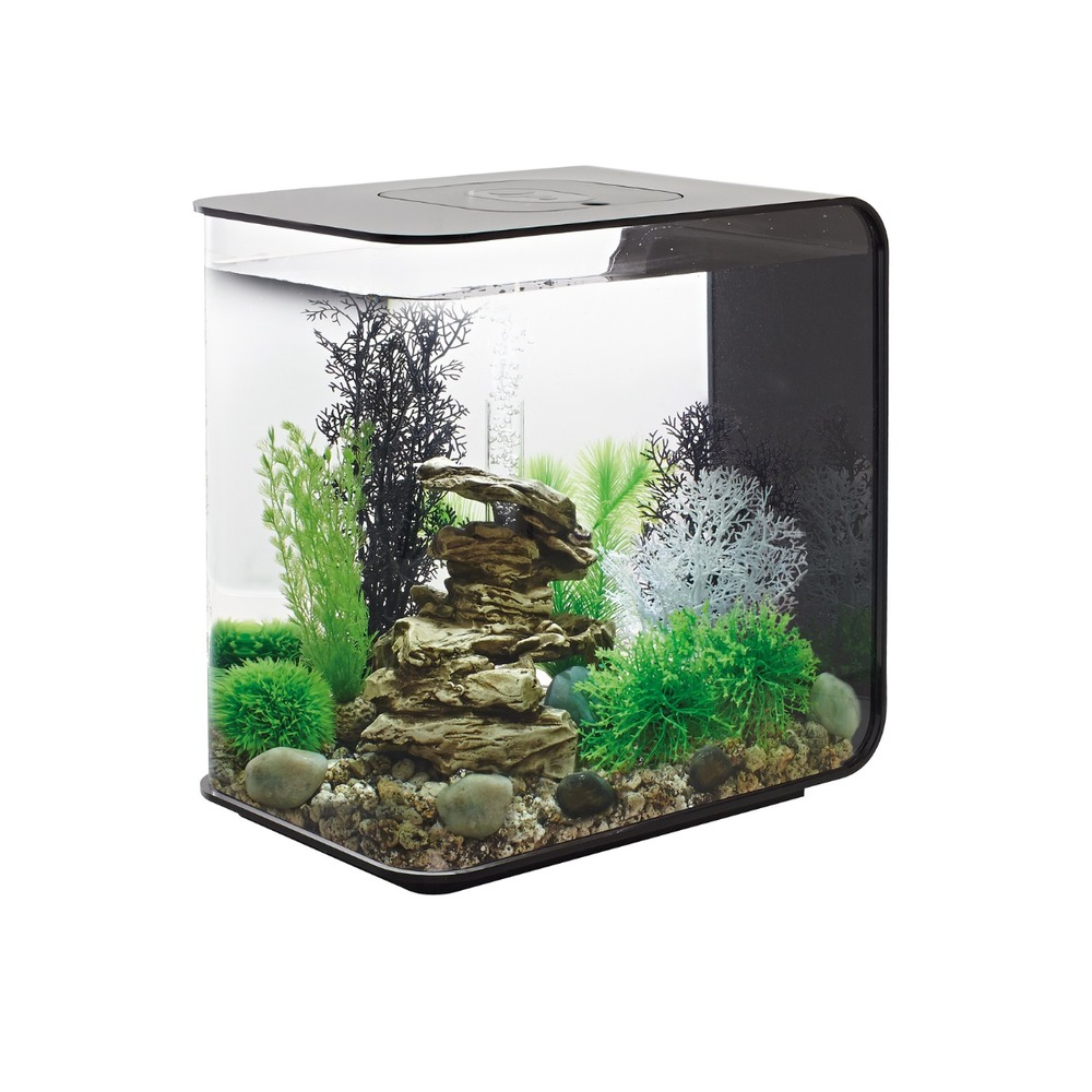Aquarium décoratif 30l led avec cadre noir - flow 30 led black