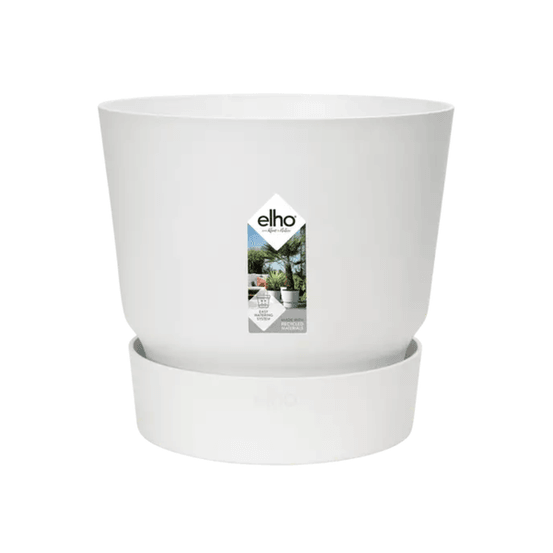 Elho greenville round blanc - h18.4 cm - ø20 cm