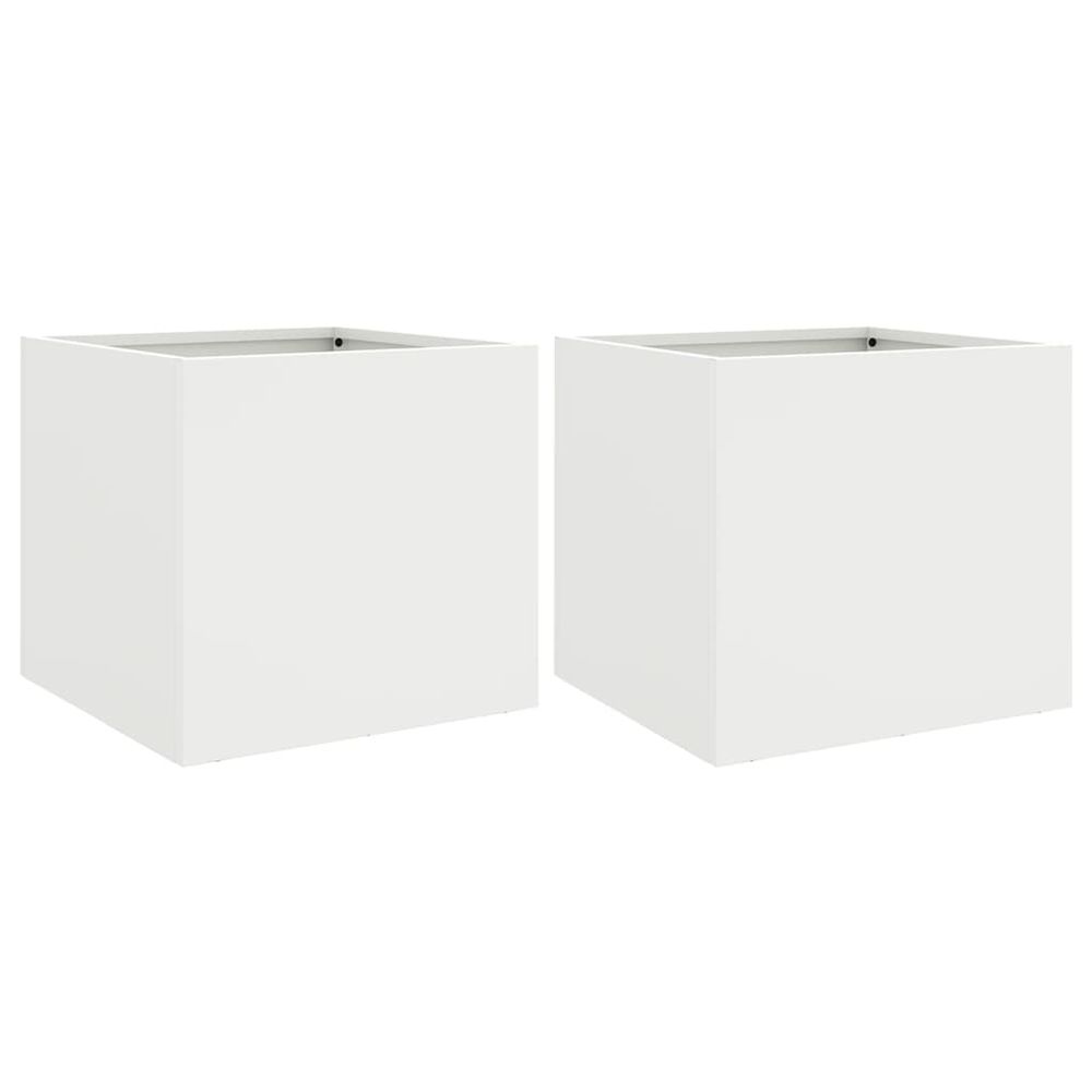 Jardinières 2 pcs blanc 32x30x29 cm acier