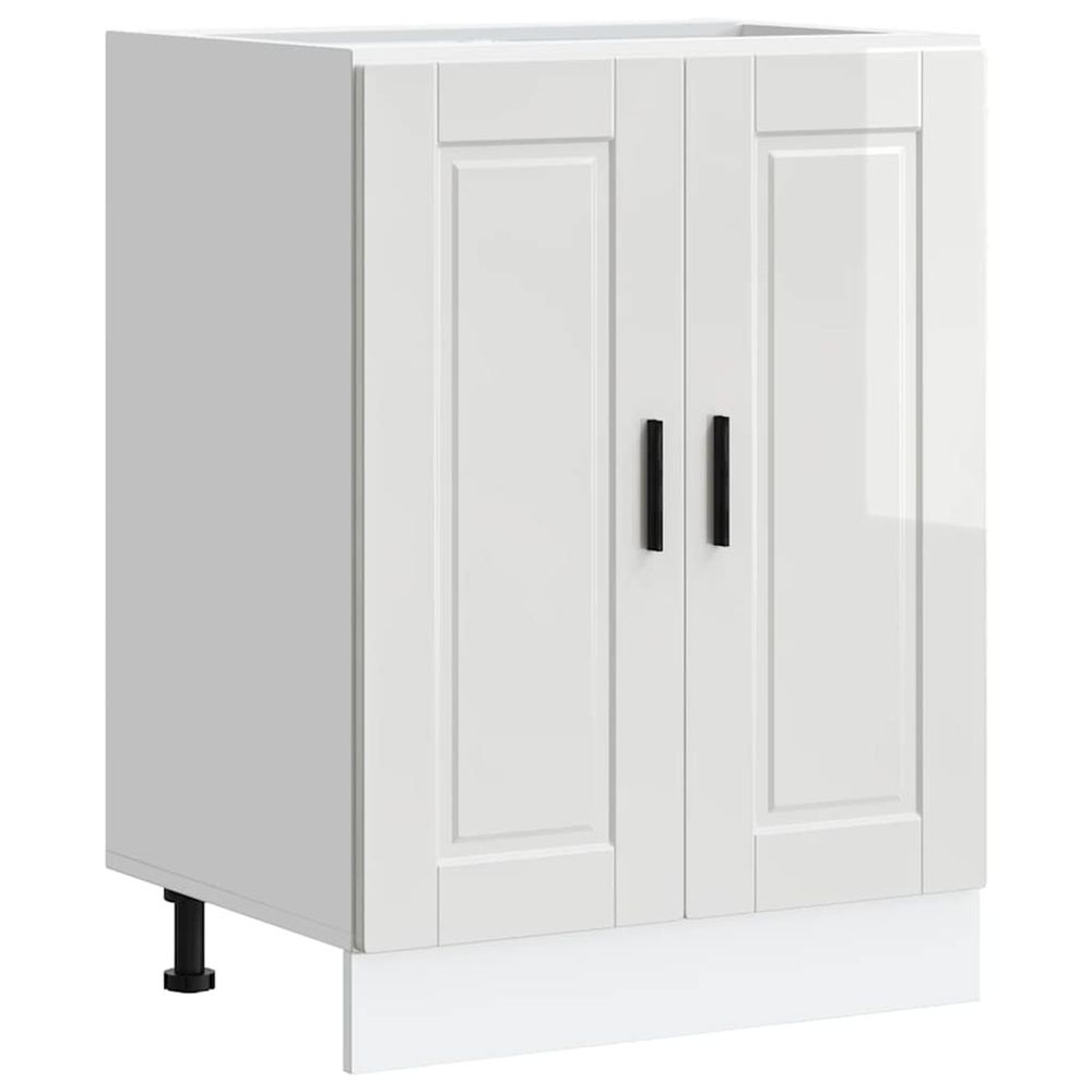 Armoire de cuisine porto blanc brillant bois ingénierie