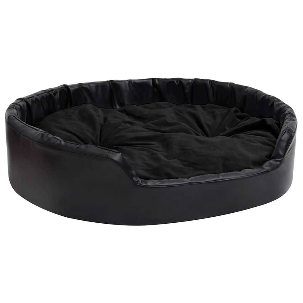 Lit pour chiens noir 99x89x21 cm peluche et similicuir