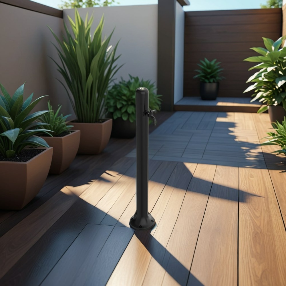 Fontaine de jardin noire en aluminium avec raccords pour montage facile