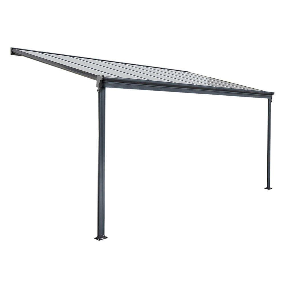 Home deluxe - toit de terrasse solis - gris - l/p/h : 312 / 320 x 300 / 303 x 278 / 226 cm - avec panneaux alvéolaires, matériel de
