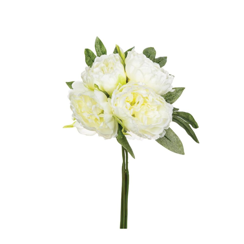Bouquet artificiel 4 pivoines blanches h 30 cm