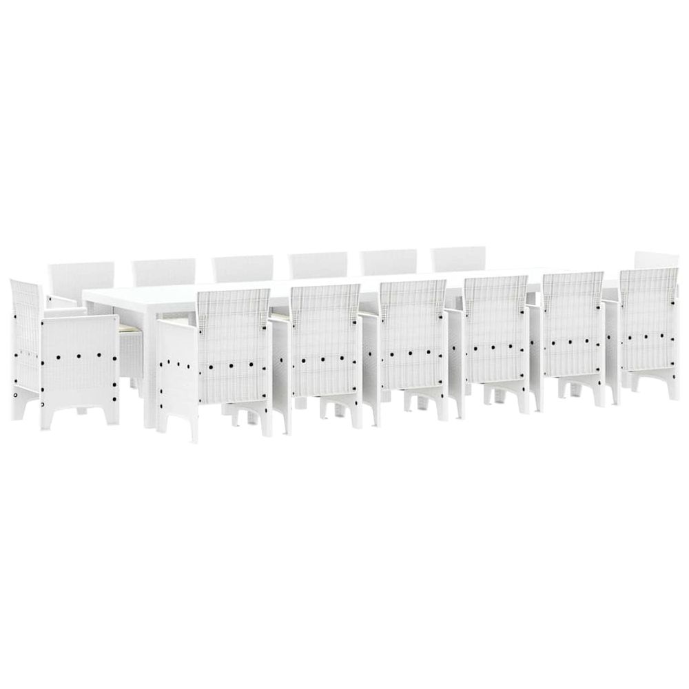 Ensemble de salle à manger pour jardin 15 pc blanc rattan polt