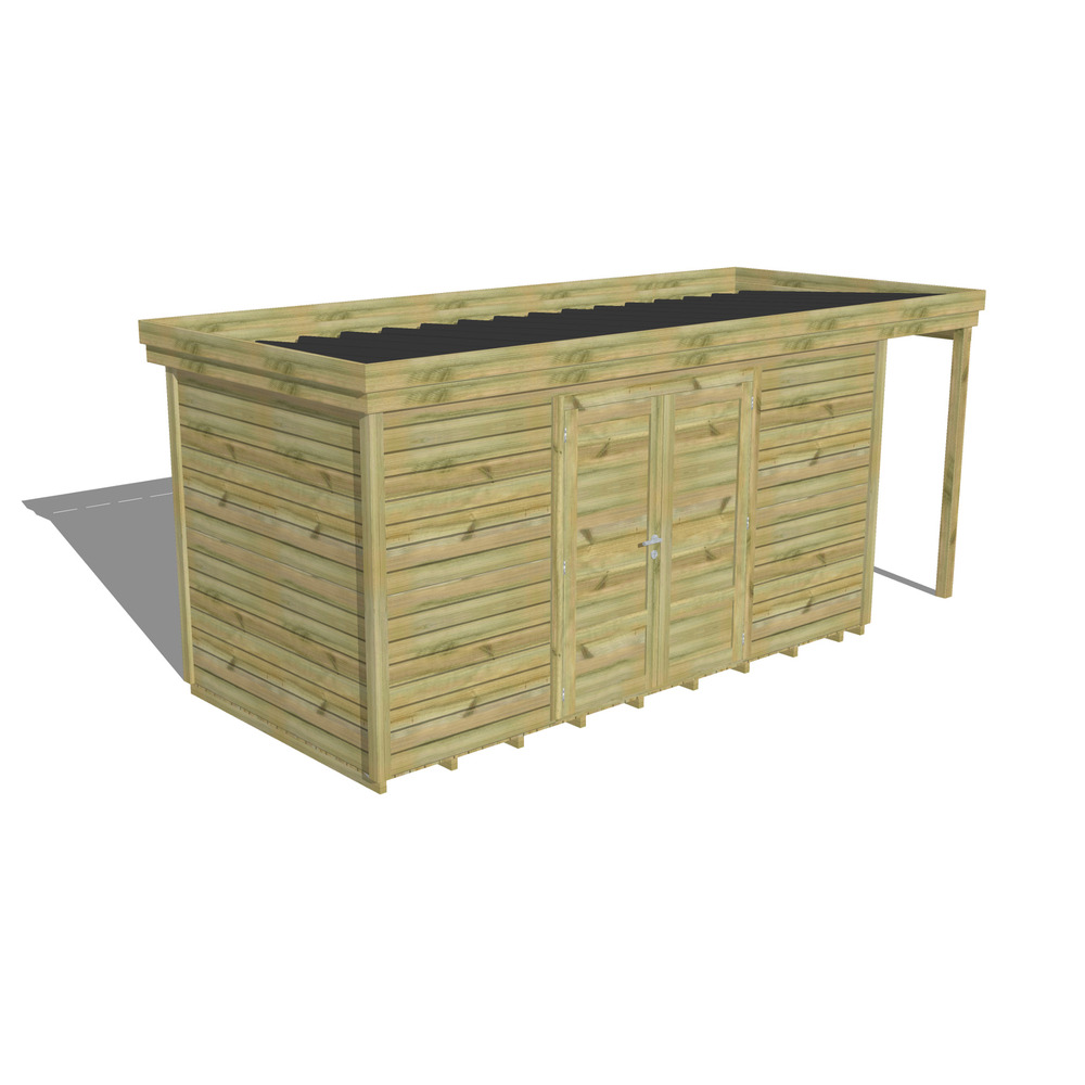 Abri de jardin bois pin traité autoclave 27mm - 5,34x2,14m / 11m2 - bac acier - plancher bois