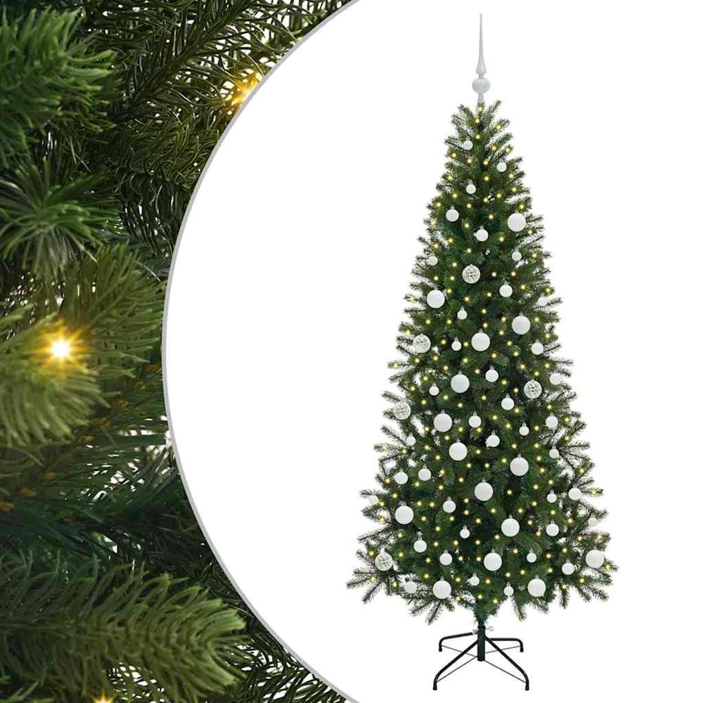 Sapin de noël artificiel avec 300 led vert 180 cm pe et pvc