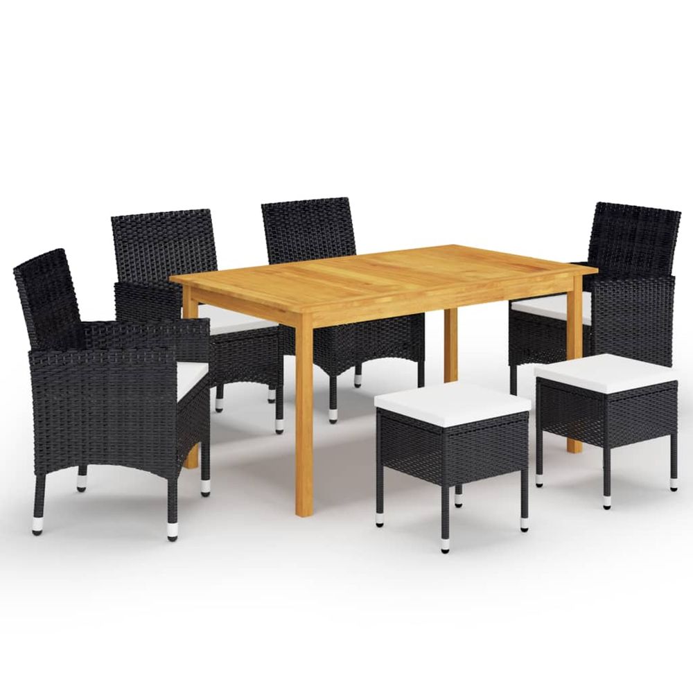 Ensemble à manger de jardin 7 pcs noir