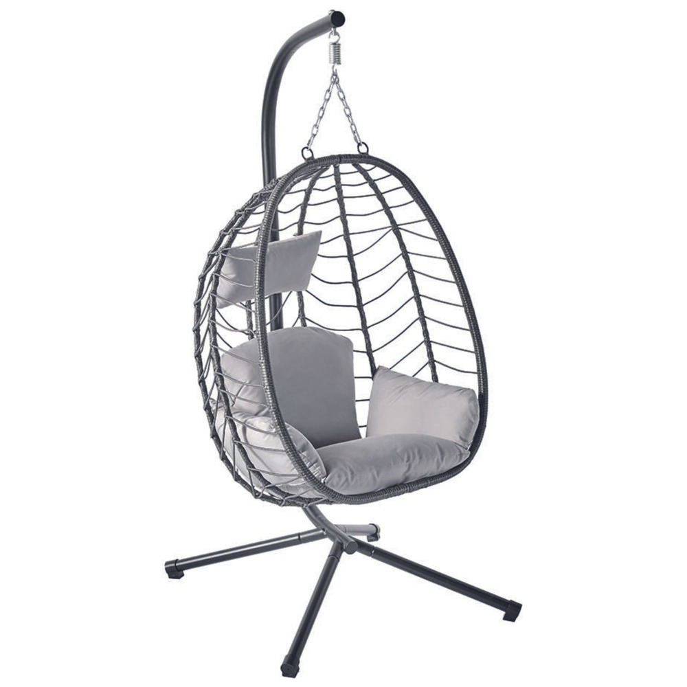 Fauteuil suspendu en résine effet rotin gris lima