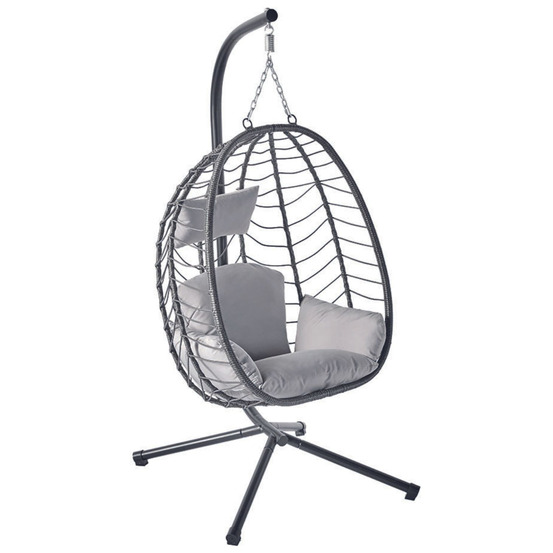 Fauteuil suspendu en résine effet rotin gris lima