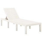Transat chaise longue bain de soleil lit de jardin terrasse meuble d'extérieur plastique blanc