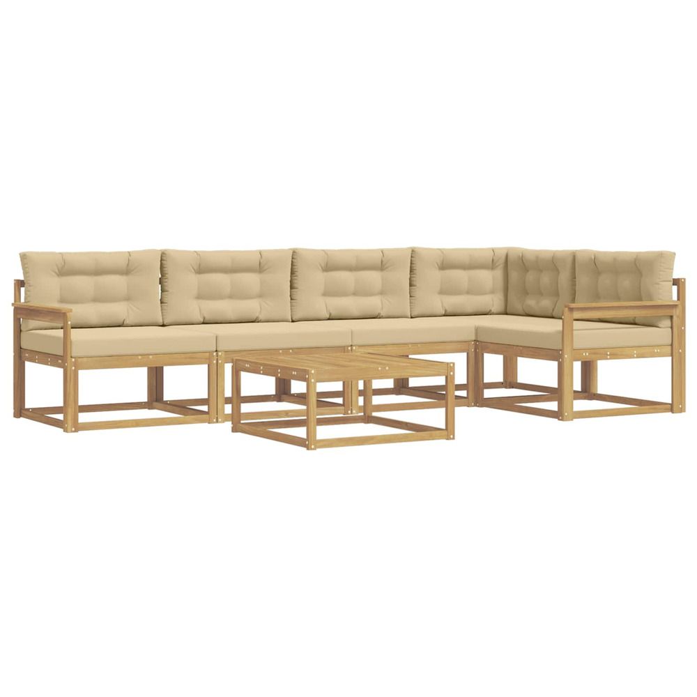 Ensemble de canapés d'extérieur 6 pc blanc et beige polyester