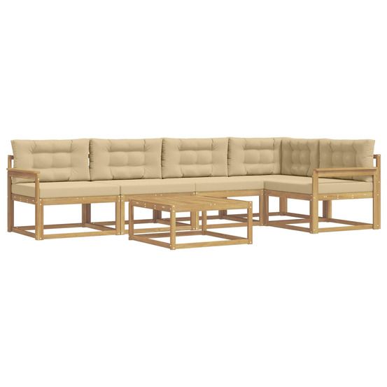 Ensemble de canapés d'extérieur 6 pc blanc et beige polyester