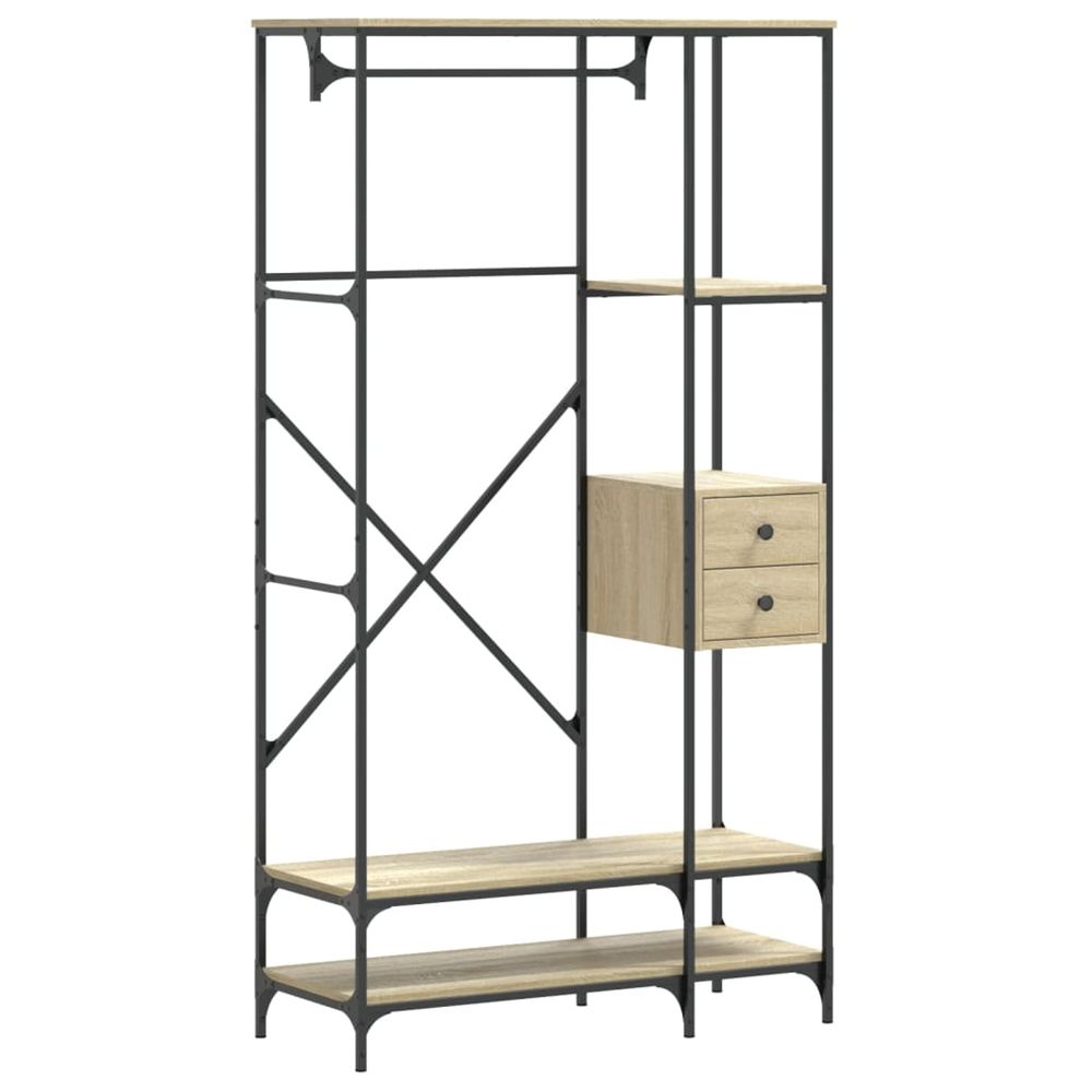 Porte-vêtements avec étagères chêne sonoma bois d'ingénierie