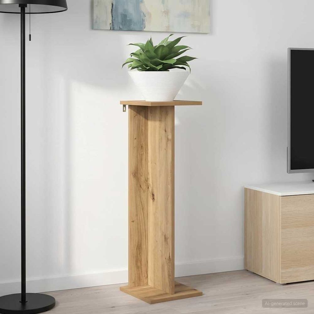 Support plantes bois d'ingénierie intérieur multi-niveaux 25x25,5x80,5cm chêne artisanal - comfortxl outdoor living