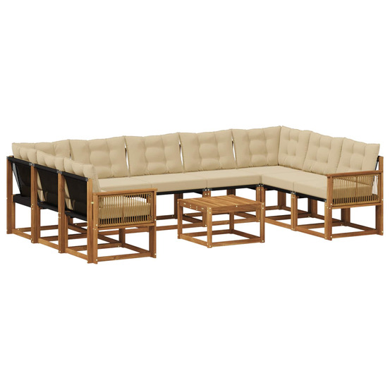 Ensemble de canapés d'extérieur 10 pcs naturel et beige