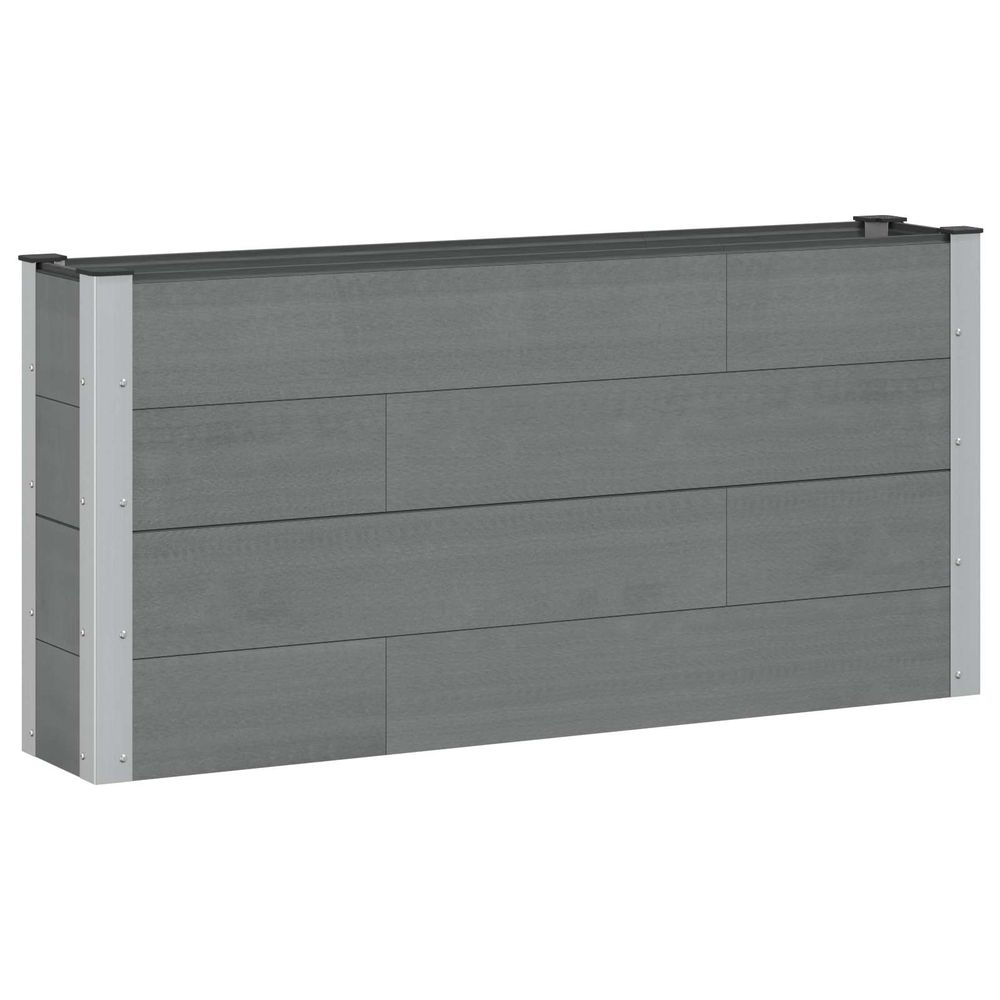 Jardinière surélevée gris 150 x 30 x 72 cm wpc et aluminium