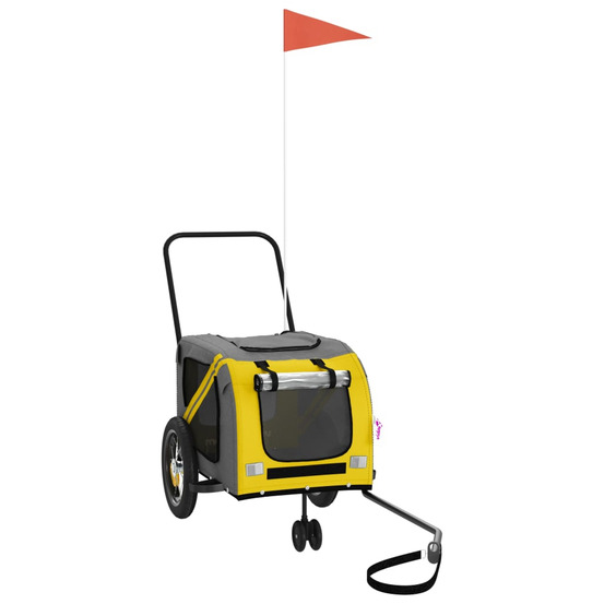 Remorque de vélo pour animaux de compagnie jaune et noir