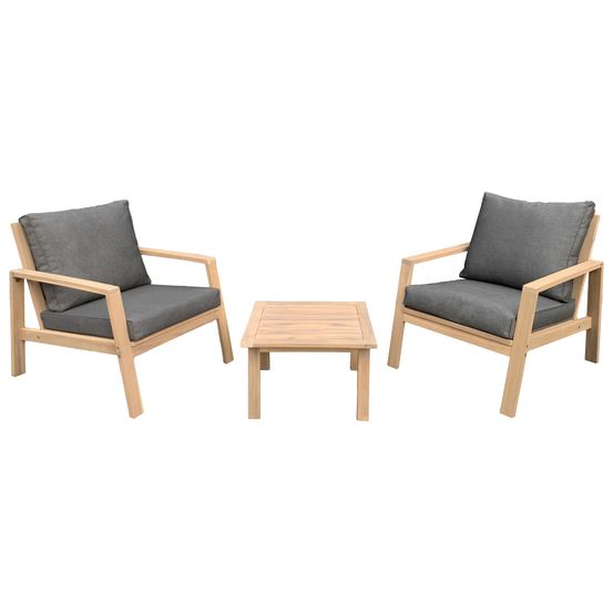 Salon de jardin en acacia 2 places gili - coussins gris