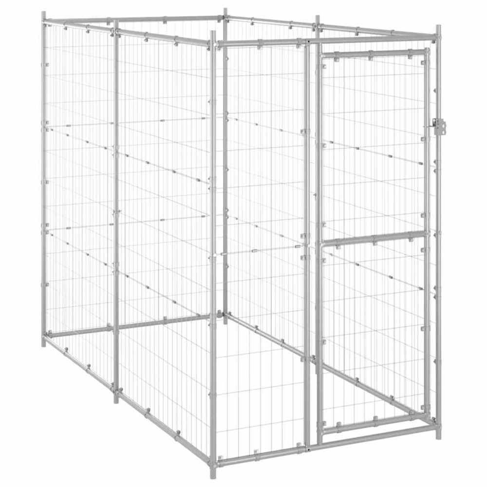 Chenil extérieur pour chiens acier galvanisé 110x220x180 cm
