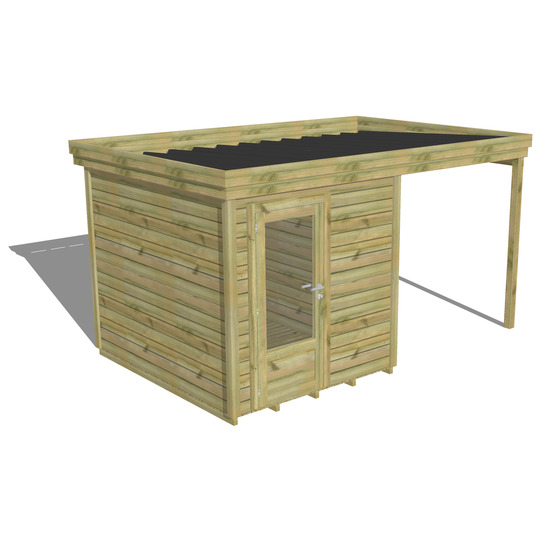 Abri de jardin bois pin traité autoclave 27mm - 4,14x2,64m / 11m2 - bac acier - plancher bois